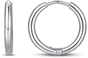 FOSIR Stainless Steel Small Huggie Hoop Earrings for Women Men Cartilage Hoop Earring, 6-12mm Diameter