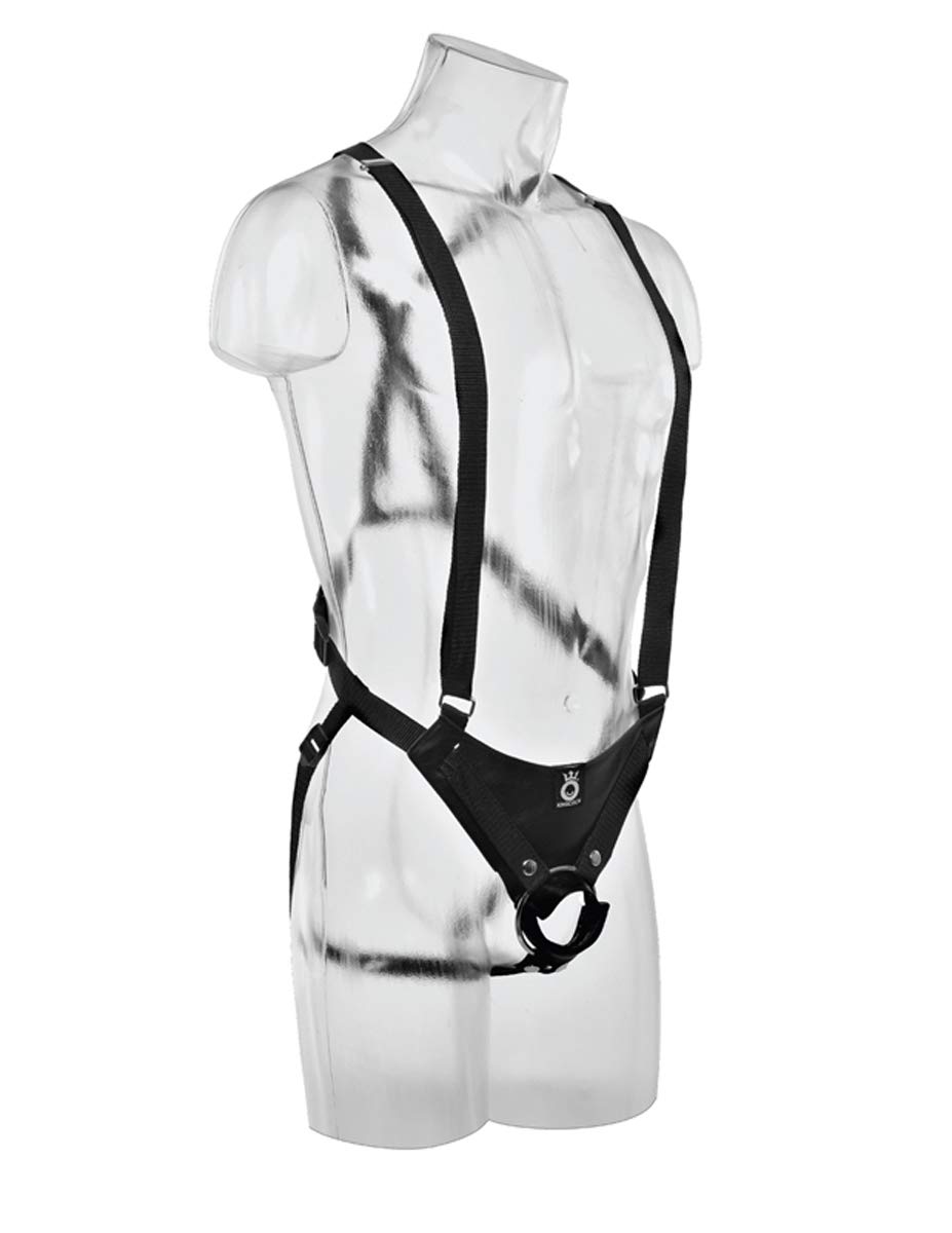 King Cock King Cock Strap-On Harness with Two Cocks One Hole Flesh, Black