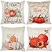 ZUEXT Fall Harvest Pumpkin Throw Pillow Covers 18x18 Inch, Set of 4 Cotton Linen Autumn Thanksgiving Pillowcases, Square Halloween Pillow Covers for Car Sofa Bed Couch, Farmhouse Thanksgiving Gifts