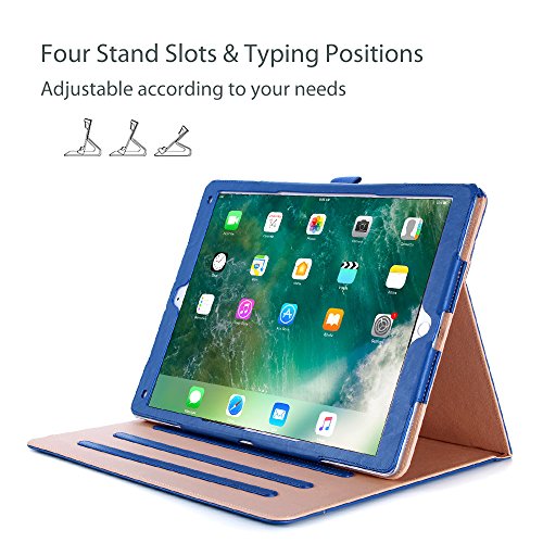 Apple iPad Pro 12.9 Case - ProCase Leather Stand Folio Case Cover for iPad Pro 12.9 Inch (Both 2017 and 2015 Models), with Multiple Viewing Angles, Auto Sleep/Wake, Apple Pencil Holder -Navy Blue
