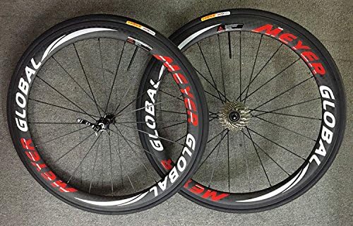 Carbon Road Bike Wheels By MeyerGlobal - 700C 50mm Full Carbon Bicycle Tubular Rims,Pillar 1423 Spoke, Novatec A271SB Hub ,With Reflective logo,Without Gears And Tires