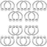 Heuvipens 20X 16g Horseshoe Piercing Circular Bar Surgical Steel Nose Septum Lip Ear Ring 6mm-14mm Piercing Set
