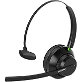 AUSDOM Wireless Trucker Bluetooth Headset: On-Ear Headset with ENC Microphone & Call Mute Button, 50 Hours Working Time for W