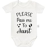 N FAOMIN Please Pass Me to Aunt Bodysuit, Infant Newborn Cotton Auntie Romper Short Sleeve Jumpsuit Outfits 0-24 Months