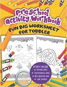 Preschool Activity Workbook: Fun big worksheet for toddler: Space