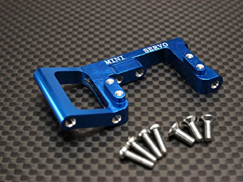 Kyosho Mini Inferno Upgrade Parts Aluminum Servo Mount With Screws (For Mini Servo) - 1Pc Set Blue