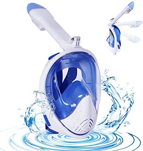 WINGLESCOUT Snorkel Mask,Full Face 180°Wide View Snorkeling Mask Free Breathing Anti-Fog Anti-Leak Foldable Design Safety Diving with Adjustable Strap