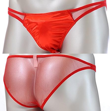 Amazon Wwt メンズショーツ 赤 透け感たっぷり サテン メッシュ メンズビキニショーツ Wt メンズセクシーインナー