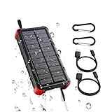 [Quick Charge] OUTXE 20000mAh Rugged Solar Charger (Dual Input) IP67 Waterproof Power Bank with Flashlight