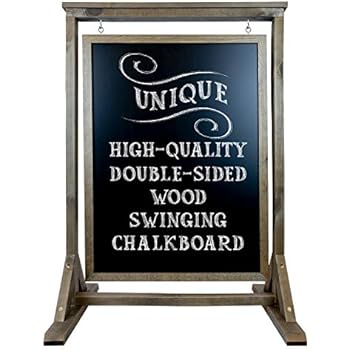 Rustic Handcrafted Chalkboard Sign: Uniquely Designed Wooden Sidewalk Sign Message Board with Double Sided Display. Alternative to A-Frame & Sandwich Board Signs. Use Chalk or Liquid Chalk Markers.