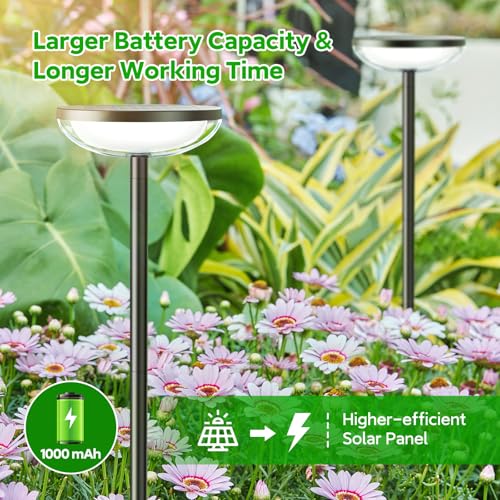GEARLITE Solar Lights for Outdoor Garden Pack of 4, 3500 K Natural White Solar Lights for Outdoor Use with 1000 mAh Battery, 40 Lumens Extra Bright Garden Decoration with IP65 Waterproof for Outdoor Patio Outdoor