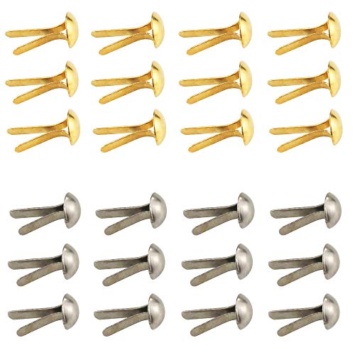 Yexpress 600 Pieces 4.5 x 8mm Gold & Silver Mini Brads Round Paper Fasteners Brass Pastel Metal Brads for Scrapbooking Crafts DIY Paper