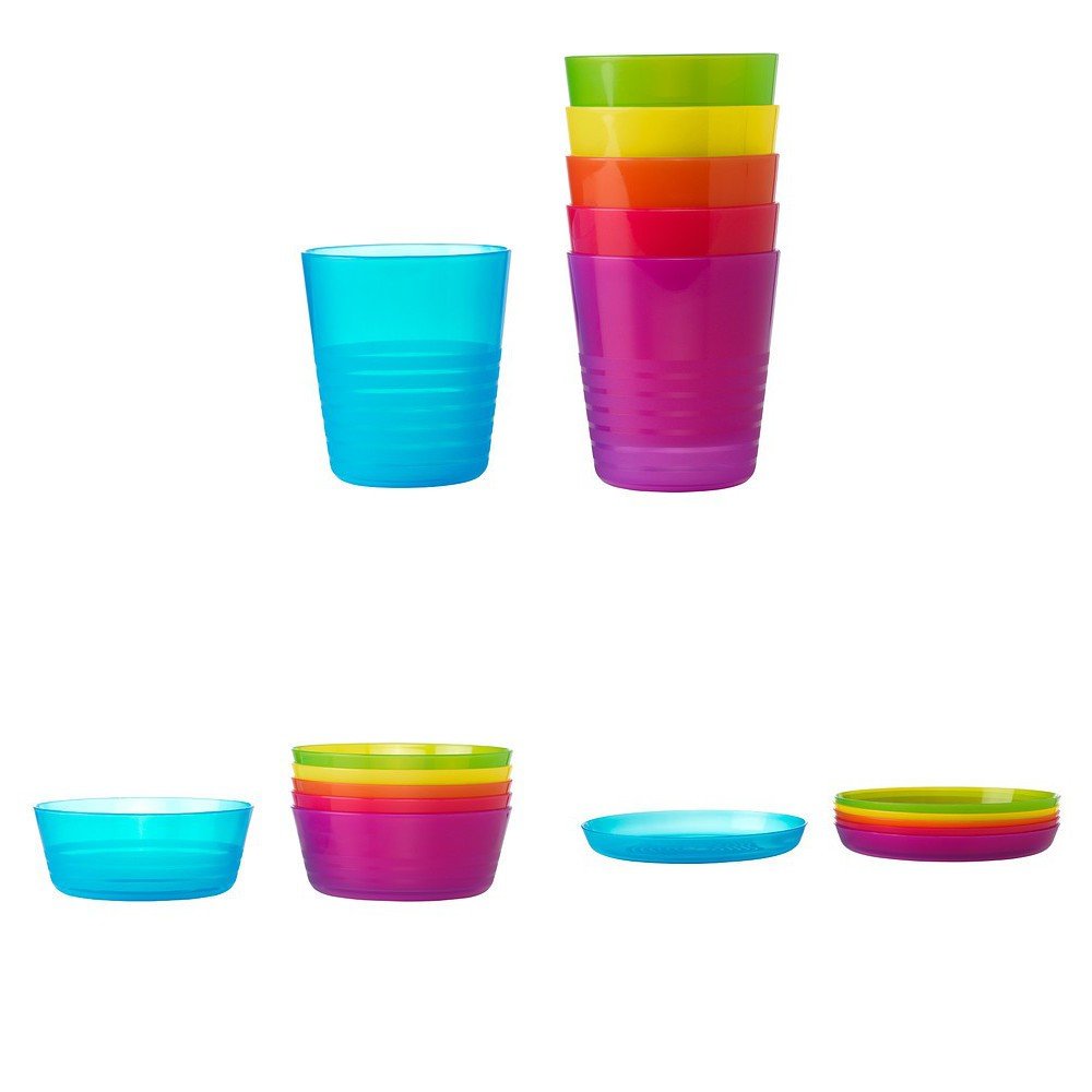 Ikea Kalas Children's 18Piece Plate/Bowl/Cup Set, Dishwasher and