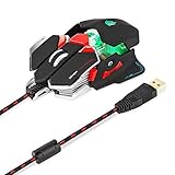 EasySMX Combaterwing Optical USB Gaming Mouse 4000 DPI 10 Programmable Keys Customized Backlights For Computer And Laptop (Black And Red)