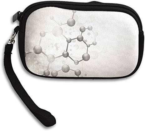 Hand-held Belt Zipper Small Wallet Grey Chemical Molecules Purse Porte-monnaie Cards Holder Wallet Purse