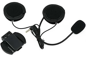Motorcycle Helmet Headset Motorbike 1200m Speaker with Compatible and Intercom Interphone Abs Black 3. 5mm Jack Microphone wi