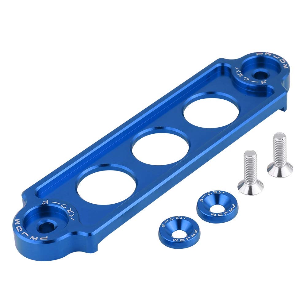 KIMISS JDM Battery Tie Down Car Battery Bracket Car Battery Mounting Bracket Heavy Duty Aluminum Car Universal Battery Tie Down Bracket Hold Lock Anodized for CRX (Blue)
