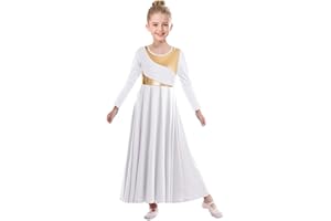 ZYACTU Girls Praise Dance Dress Metallic Block Irregular Liturgical Worship Church Choir Costumes Lyrical Dress