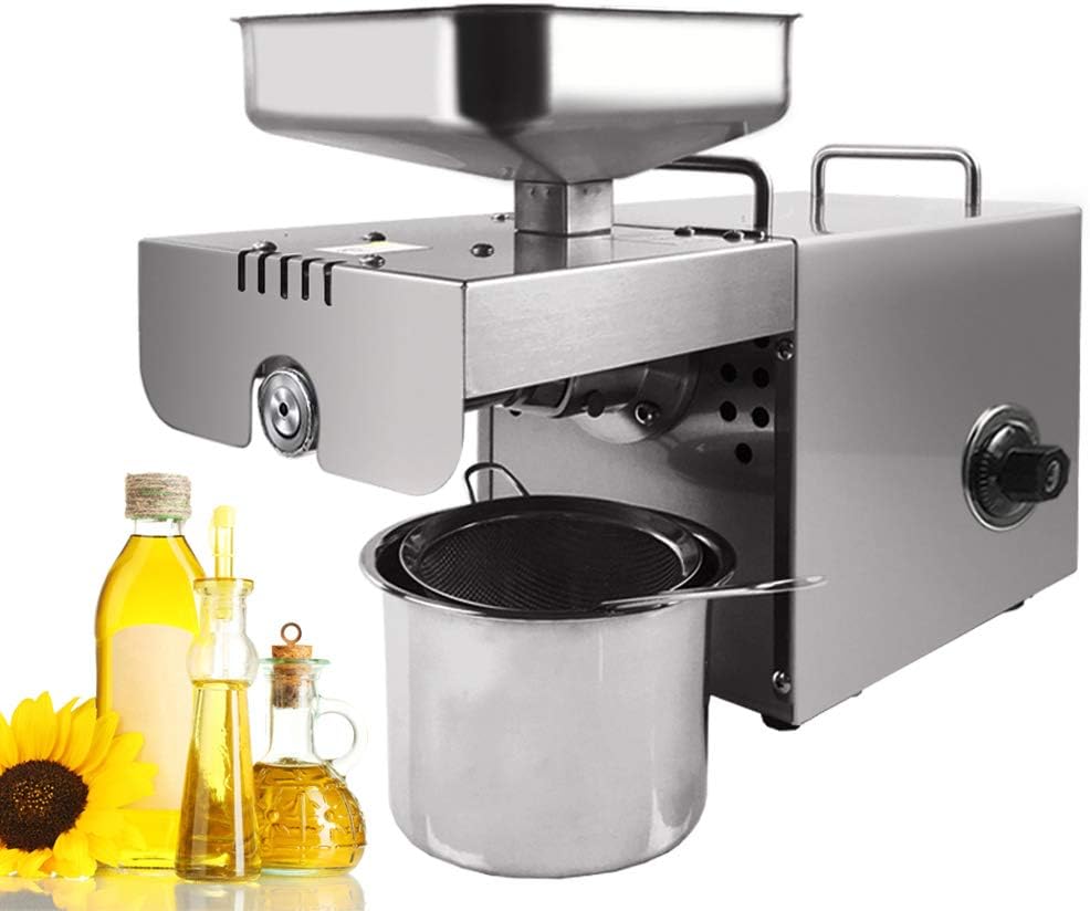 Automatic Oil Mill Machine Cold Hot Oil Press Machine Peanut Oil Presser Home Use Stainless Steel Black Seed Oil Extractor,220VUK