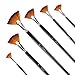 Amagic Fan Brush Set- Artist Soft Anti-Shedding Nylon Hair Paint Brushes for Acrylic Watercolor Oil Painting - Long Wood Handle with Storage Case, Set of 6