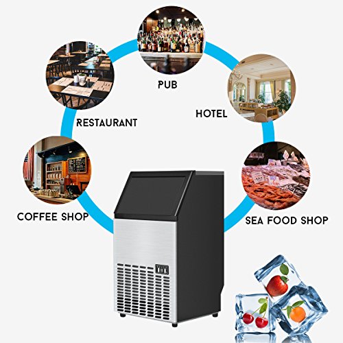 Costzon BuiltIn Stainless Steel Commercial Ice Maker Portable Ice Machine Restaurant