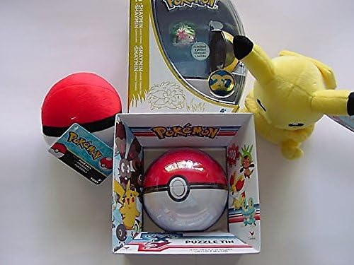 Pokemon Bundle With Pikachu Plush, Pokemon Puzzle in Tin, Poke Ball And Shaymin