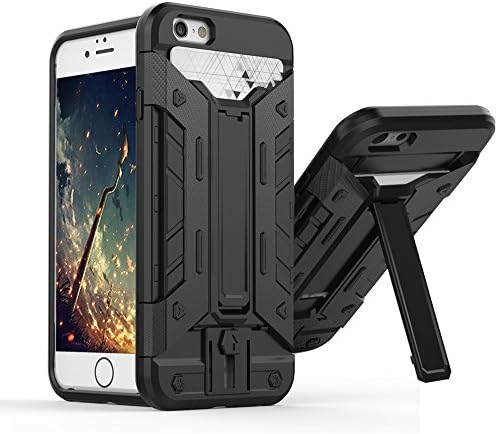 iPhone 6S Case, iPhone 6 Case, EXSEK Durable Combo Heavy Duty Defender Shockproof Sturdy Case Cover + Card Slot Holder + Kickstand for iPhone 6 6S 4.7“
