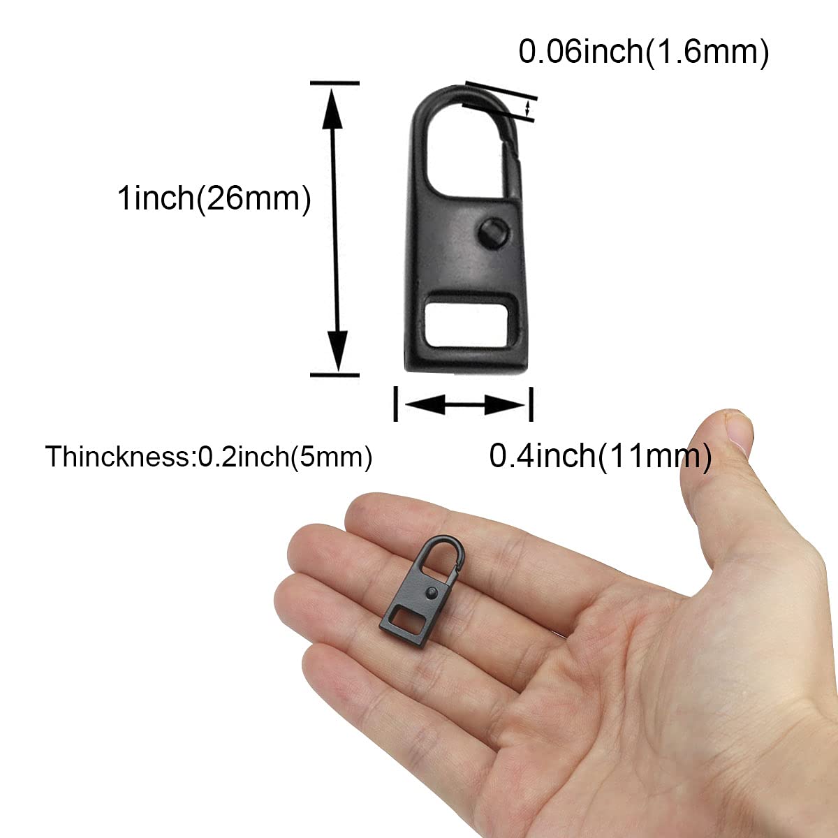 FKEYTO Zipper Pull Tab Replacement Metal Zipper Handle Mend Fixer for Suitcases Luggage Jacket Backpacks Coat Boots (4pcs Black)