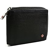 Alpine Swiss Men's Leather Zip Around Wallet ID Card Window Secure Zipper Bifold