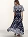 Milumia Women's Boho Deep V Neck Floral Chiffon Wrap Split Long Maxi Dress Navy Medium