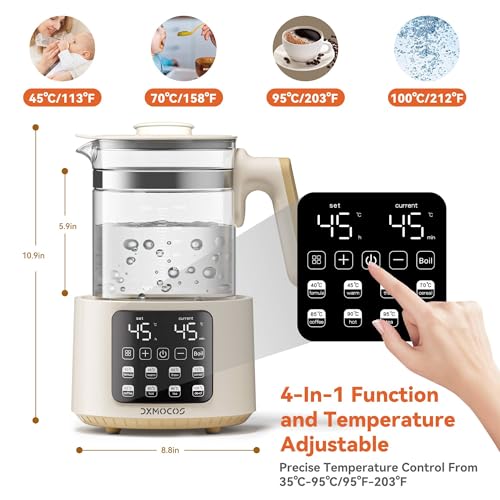 Dxmocos Electric Kettle with Temperature Control, 1.5L Large Capacity Stainless Steel Water Boiler, 40°C to 100°C Adjustable, 72H Keep Warm, Type G Plug, Kettle for Coffee, Tea, Milk Powder
