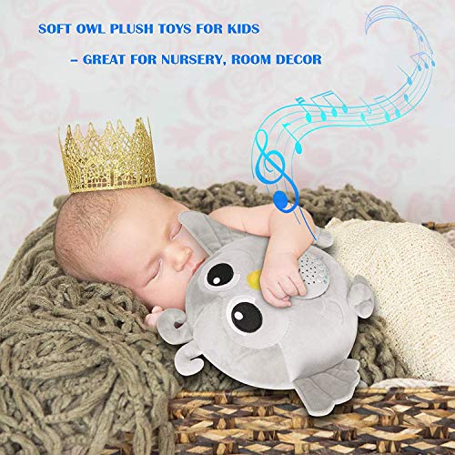 BEREST Baby Sleep Soother Owl, Baby White Noise and Toddler Sleep Aid Night Light, Lullaby Sound Machine - Sleep Sound Toys, Portable Stuffed Projector Owl, Baby Sleep Aid Toy (Gray)