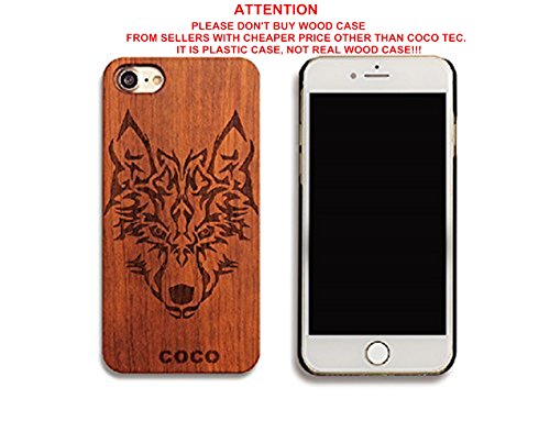 CoCo@ iPhone 7 case, Iphone 7 Wooden Case Wood Cover 100% Unique Genuine Handmade Natural Wood Wooden Hard Bamboo Shockproof Case Like as Artwork for New Iphone 7 (2016) (wolf rosewood)