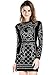 Miss ord Women's Sequin Long Sleeve Bodycon Cocktail Dress Rhinestone Studded Party Mini Club Dress with Zipper Black
