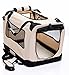 2PET Foldable Dog Crate - Soft, Easy to Fold & Carry Dog Crate for Indoor & Outdoor Use - Comfy Dog Home & Dog Travel Crate - Strong Steel Frame, Washable Fabric Cover, Frontal Zipper Large Beige