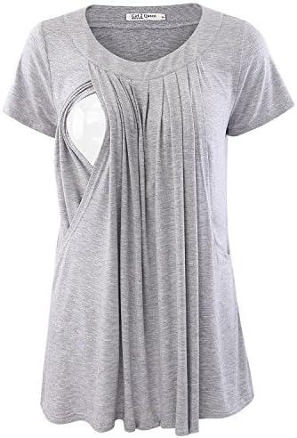 Girl2Queen Maternity Shirts for Women, Short Sleeve Nursing Tunic Tops for Women