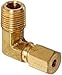Anderson Metals 50069 Brass Compression Tube Fitting, 90 Degree Elbow, 1/8