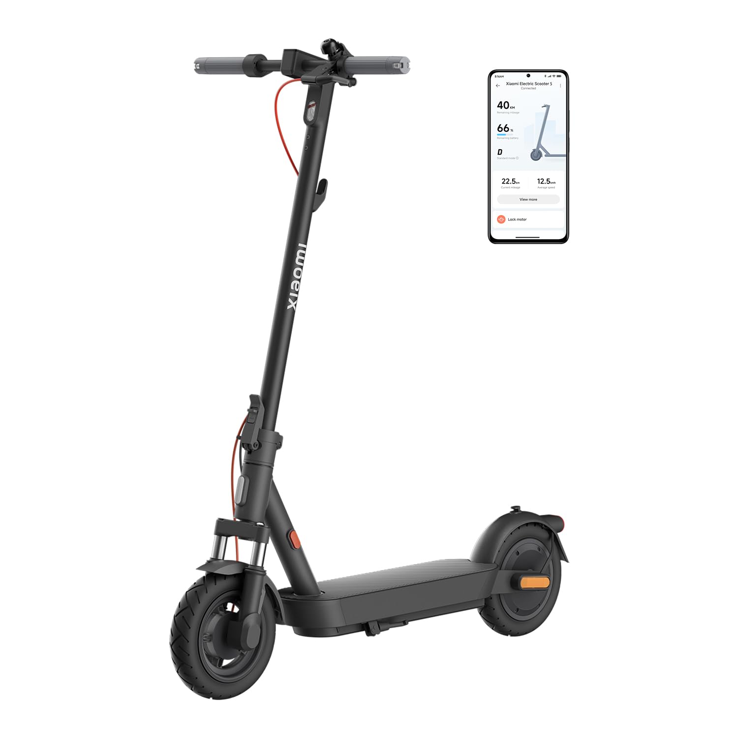 Xiaomi 5 E-Scooter mit Straßenzulassung (max. 20km/h, bis zu 60km Reichweite & 18% Steigung, Federung vorne, 10" Luftreifen, Blinker, Dual-Bremssystem, App)
