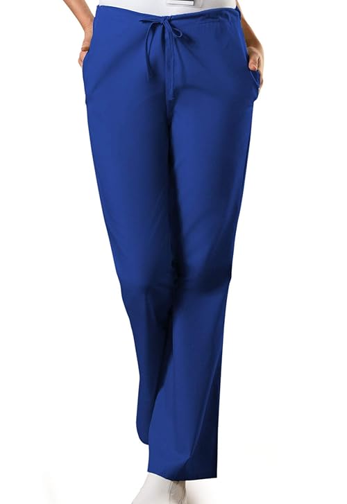 Cherokee Women's Size Flare Leg Drawstring Scrub Pant, Galaxy Blue, Large Tall