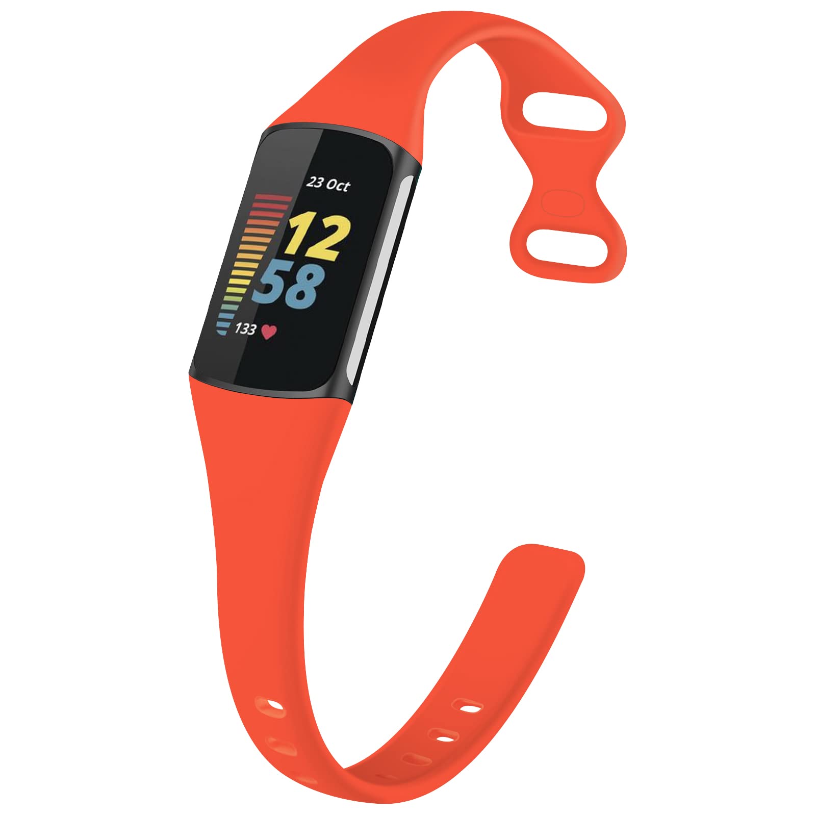 TopPerfekt Slim Straps Compatible with Fitbit Charge 5 Strap Women Men, Adjustable Soft Silicone Sport Replacement Watch Band Straps Wristbands Bracelet for Charge 5 Activity Tracker (Orange)