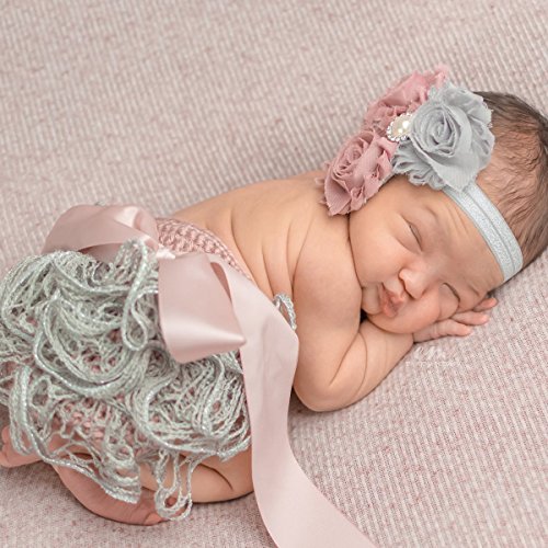 Newborn Girl Outfit Shower Gift Set with Headband and Ruffle Bloomers