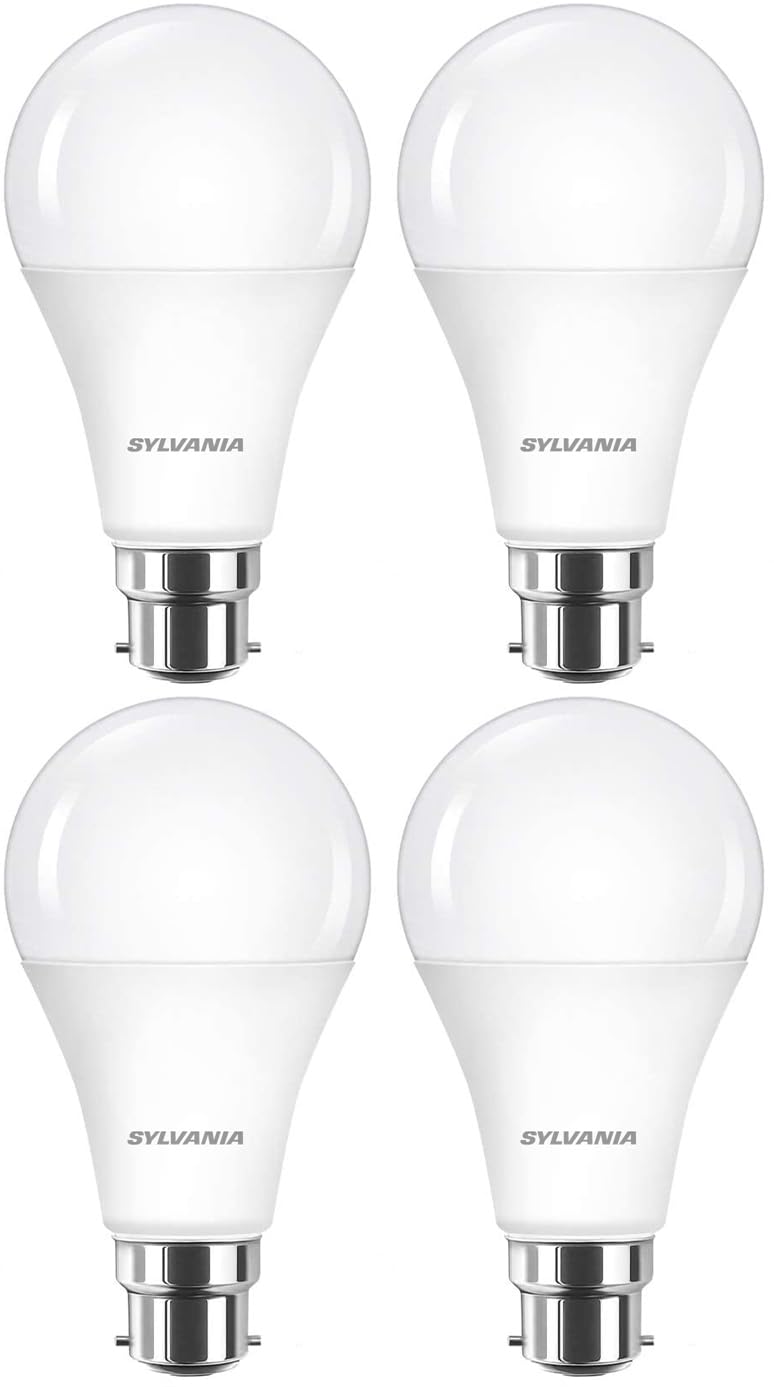 SYLVANIA GLS Frosted LED Light Bulbs, B22, 8W, 806 Lumens, Warm White 2700K - 4 Pack
