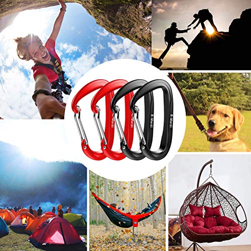 B-Mardi Ultra Sturdy Carabiner Clips,4 Pack, Certified 12KN (2697 lbs) Heavy Duty Caribeaners for Hammocks, Camping,Hiking, Swing, Locking Dog Leash and Harness, Outdoor,Hiking & Utility - Thumbnail 3