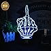 HUI YUAN Middle Finger 3D Lamp Room Bedroom Decorative Night light Multi 7 Color Change USB Cable Smart Touch Button LED Desk Table Kiddie Kids Gift Home Decoration Color Changeable