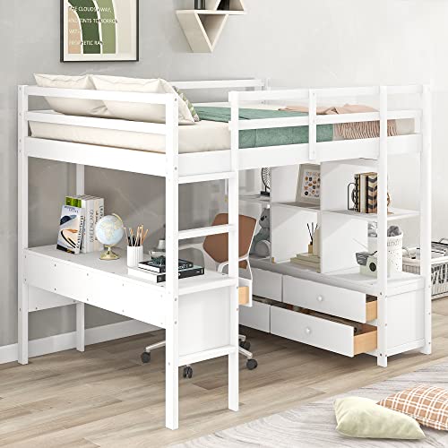 Amazon White Full Loft Bed With Desk BIADNBZ Full Size Loft Bed