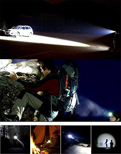 BenRan 5000Lm Headlamp LED, 4 Light Modes Headlight, Flashlight with Rechargeable 18650 Battery& Dual Smart Charger,Hunting Helmet Light for Camping, Running, Hiking and Reading