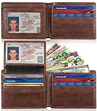 Travel Wallet RFID Blocking Bifold Slim Genuine Leather Thin Minimalist Front Pocket Wallets for Men Money Clip - Made From Full Grain Leather (Dark Caramel)