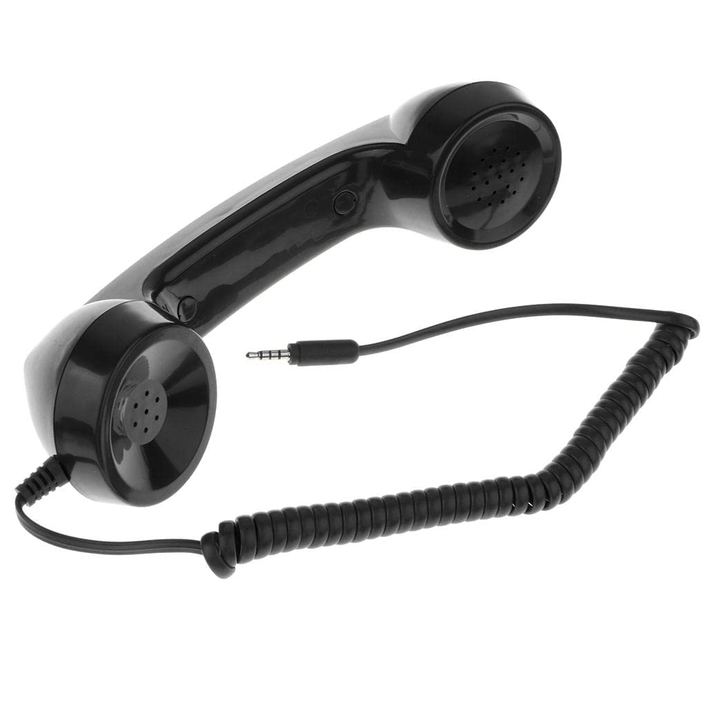 zalati 3.5mm Retro Durable Phone Telephone Receivers Cellphone Handset for Classic Headphone MIC Microphone Universal type Earphone - Glossy black