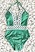 CUPSHE Women's Thick Forest Deep V Neck Halter One-Piece Swimsuit, Green, Large