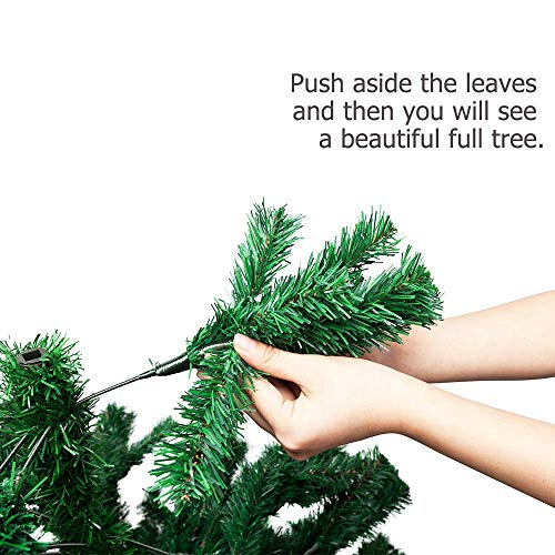 AMS 6FT Christmas Trees Premium Artificial Xmas Pine Tree Holiday Decoration with 39FT 120 LEDs USB Copper Wire Light, 1200 Branch Tips, Foldable Metal Stand(6 FT, Green) - Thumbnail 3